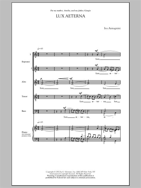 Lux Aeterna by Ivo Antognini Sheet Music for SATB Choir at Sheet Music ...