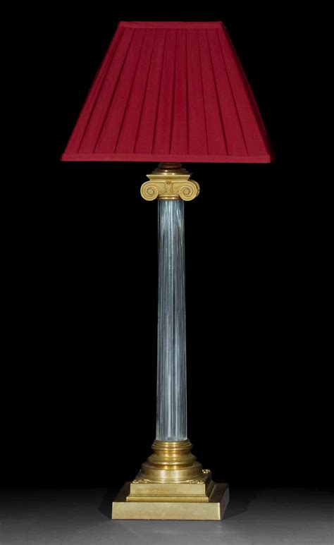 Vintage Brass and Glass Ionic Column Lamp For Sale at 1stDibs