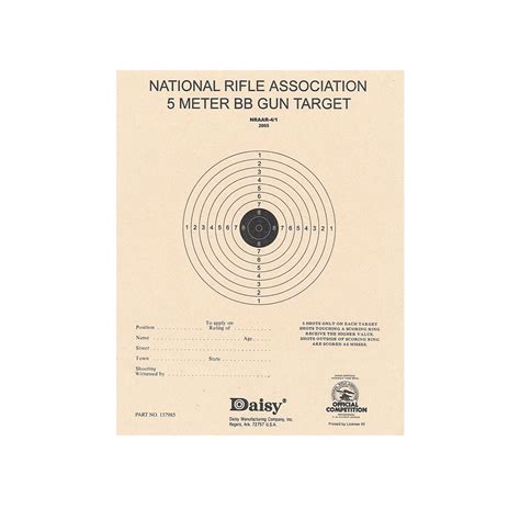 Official NRA 5-Meter BB Targets. Daisy National BB gun Championship