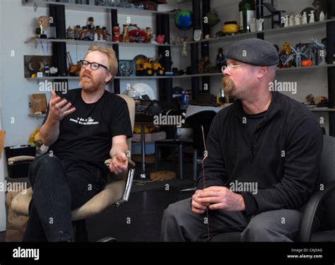 From left, Discovery Channel's MythBusters Adam Savage and Jamie Hyneman at M5 Industries in San ...