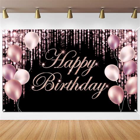 Rose Gold Happy Birthday Banner Backdrop Large Happy Birthday Yard Sign backgroud It's My ...