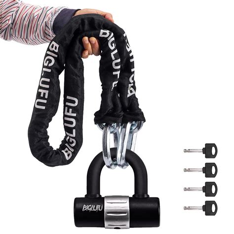 Buy BIGLUFU Motorcycle Lock, 5ft Long Security Chain, 12mm Diameter Cut ...