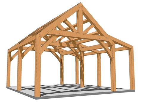 20x20 King Post with Shed Roof Plan - Timber Frame HQ