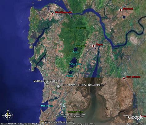 Mumbai-Physical map | Map of Mumbai from Google Earth showin… | Flickr
