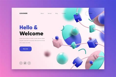 Free Vector | Creative website landing page with illustrated 3d shapes