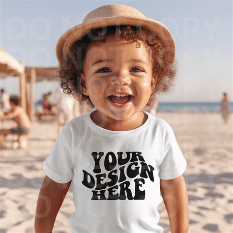 Toddler White Shirt Beach Mockup, Kids Tshirt Mock Ups, Boy 3001t Bella Canvas Lifestyle Mock-up ...