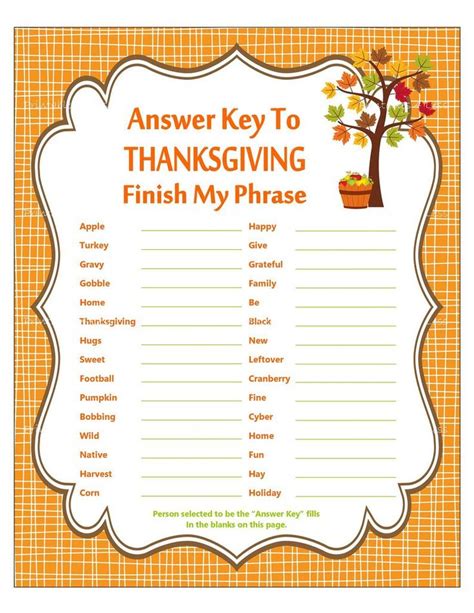 Thanksgiving Finish My Phrase Printable Thanksgiving Party | Etsy in 2021 | Thanksgiving words ...