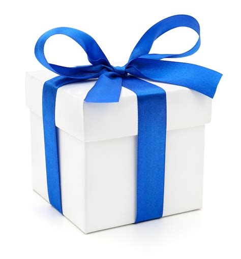 Premium Photo | Gift box with blue ribbon