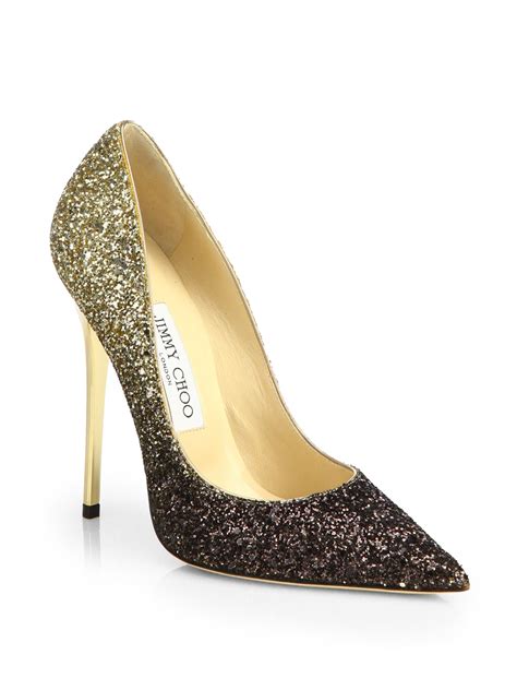 Jimmy choo Anouk Glitter Degrade Pumps in Black (BLACK-NUDE) | Lyst