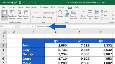 How to Show or Hide the Formula Bar in Excel