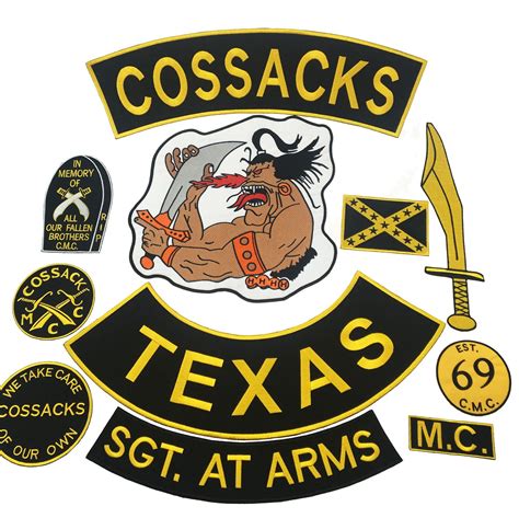 2021 New Arrival COSSACKS TEXAS MC Embroidered Iron On Sew On Biker Rider Patch Full Back Size ...