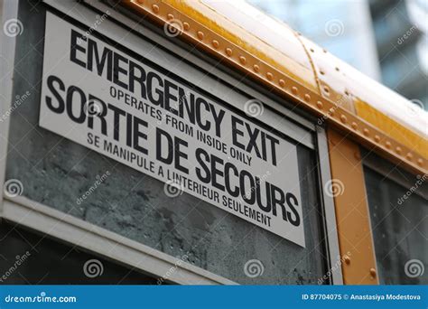 School Bus Emergency Exit Plate Stock Image - Image of elementary, ride: 87704075