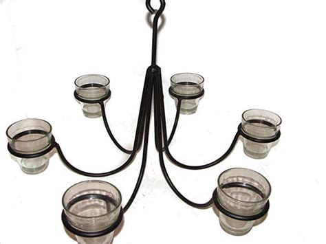 Wrought Iron 6 Arm Votive Candle Chandelier w/ Pots-Hand Made | Candle chandelier, Candle ...