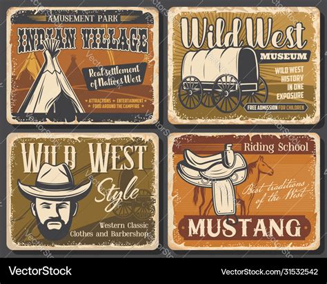 Wild west and western retro posters Royalty Free Vector