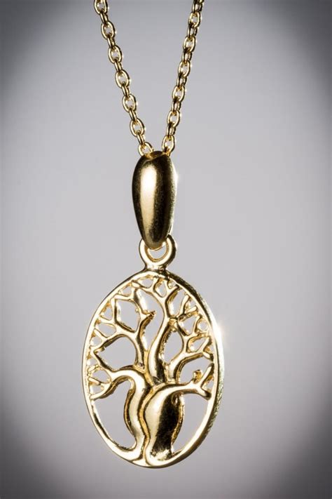 Gold Tree Of Life Necklace 14K Gold Plated Pendant Symbolic