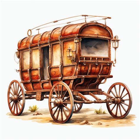 Premium AI Image | watercolor Stagecoach western wild west cowboy ...