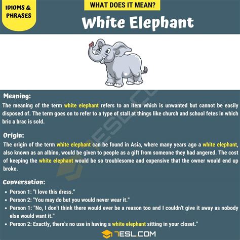 White Elephant: What Does the Popular Term "White Elephant" Mean? • 7ESL