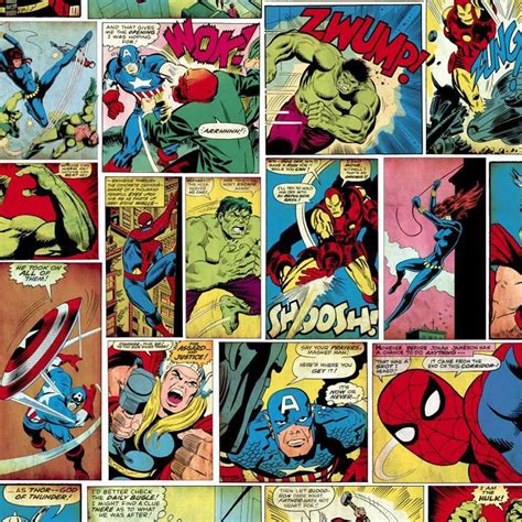 Marvel Heroes Comic Strip Wallpaper Thor Hulk Captain America Spiderman ...