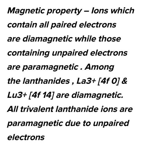 Magnetic properties of lanthanides - Brainly.in