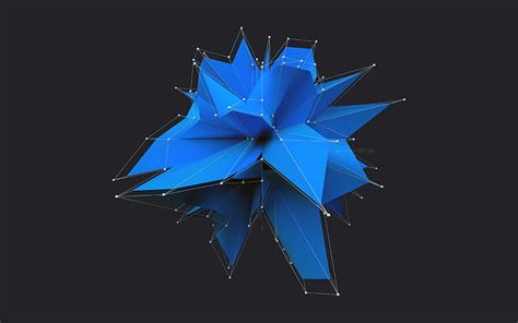 HD wallpaper: blue geometric wallpaper, abstract, studio shot, shape, black background ...