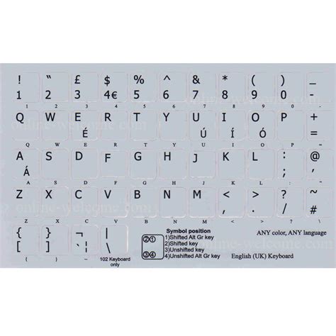 ENGLISH UK KEYBOARD STICKERS GREY | Online-Welcome.com