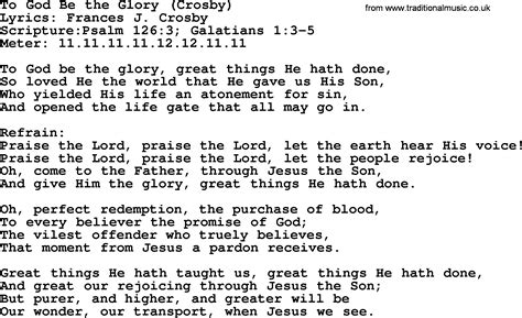 Good Old Hymns - To God Be the Glory (Crosby) - Lyrics, Sheetmusic ...