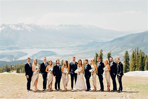 Wedding Party with Mountain Backdrop