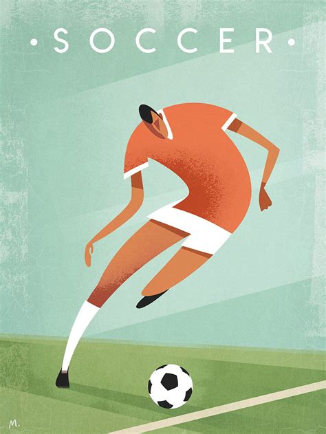 Vintage soccer poster, Martin Wickstrom | Naive illustration, Soccer poster, Sport illustration