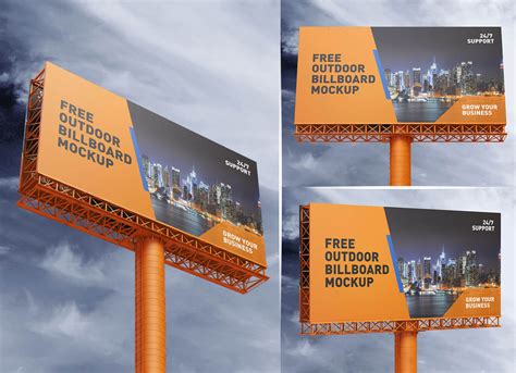 Free Outdoor Advertising Billboard / Hoarding Mockup PSD Set - Good Mockups