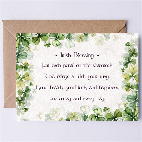 DIGITAL Irish Blessing Card for Each Petal on the Shamrock... Printable ...