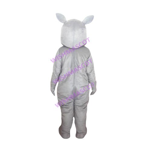 Staring Blue Horned Rhinoceros Mascot Costume