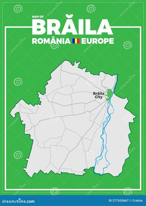 Map of Braila County - Romania - Eastern Europe Stock Illustration ...