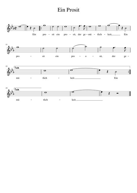 Ein Prosit Sheet music for Piano (A Capella) Easy | Musescore.com