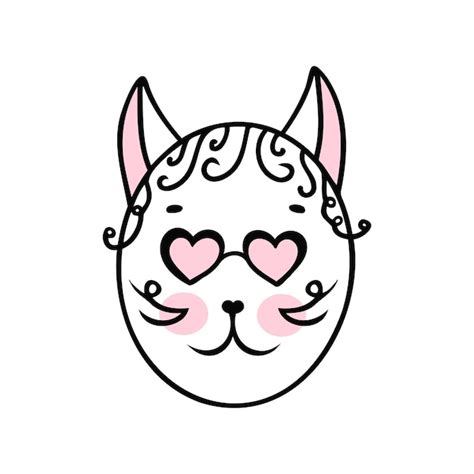 Premium Vector | Cat face in heart glasses girl hand drawn illustration