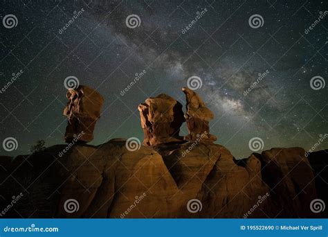 Lit Hoodoos in Devils Garden at Night Stock Photo - Image of beauty, devils: 195522690