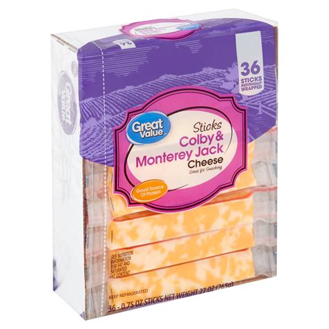 Great Value Sticks Colby & Monterey Jack Cheese, 0.75 oz, 36 count ...