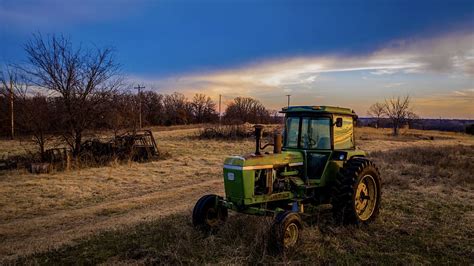 HD wallpaper: tractor, john deere, sunset, land, land vehicle, field, sky | Wallpaper Flare