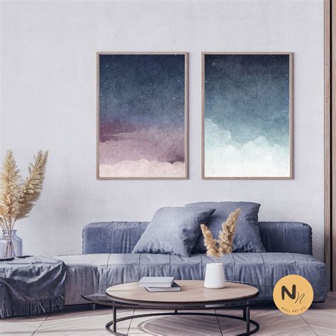 Blue Sky Art Prints Set of 3, Night Sky Posters, Starry Night Wall Art ...