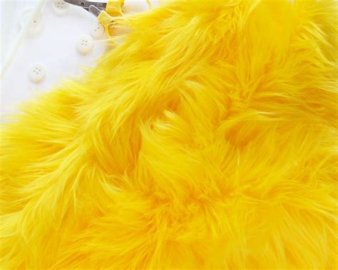 Yellow Fur Fabric in Craft Squares Yellow Faux Fur Yellow