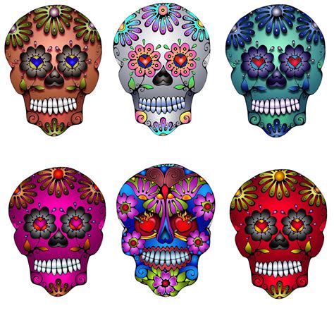 Mexican Folk Art Silver Day of the Dead Sugar Skull Decal by ...