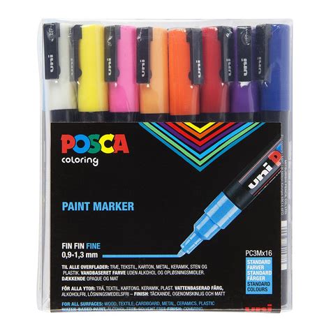 Uni Posca Markers PC-5M, 16set Standard Colours - UNFADE.COM