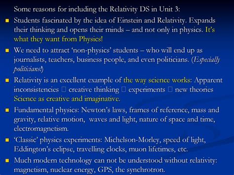 Some reasons for including the Relativity DS in Unit 3: - ppt download