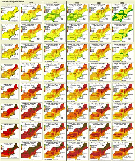 Peak Color Foliage Maps of Northeast