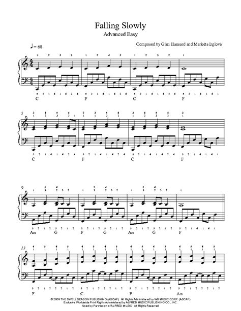 Falling Slowly by Glen Hansard and MarkÃ©ta IrglovÃ¡ Piano Sheet Music | Advanced Level