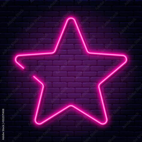 Neon sign in star shape. Bright neon light, illuminated star frame ...