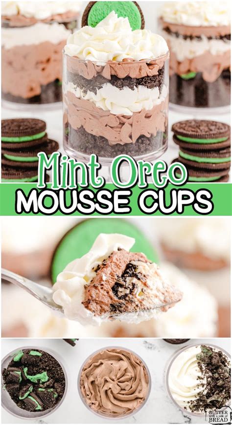 MINT OREO CHOCOLATE MOUSSE CUPS | Mint oreo, Mason jar desserts ...