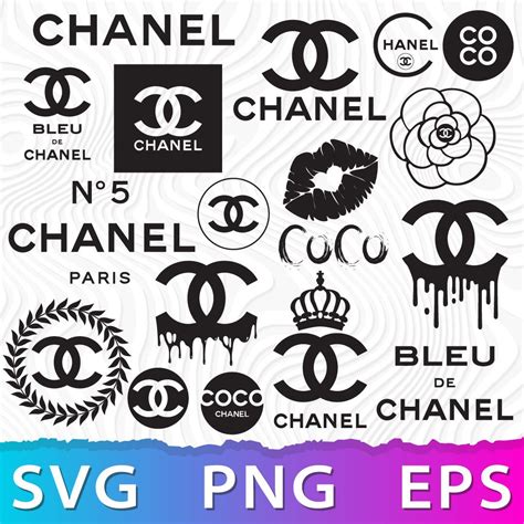 the chanel logo is shown in black and white, as well as other logos