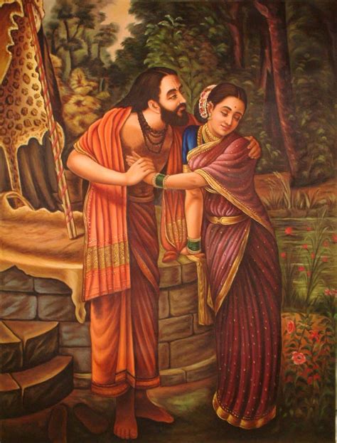 Dushyanta and Shakuntala Oil Painting on Canvas (A Reproduction of Work ...