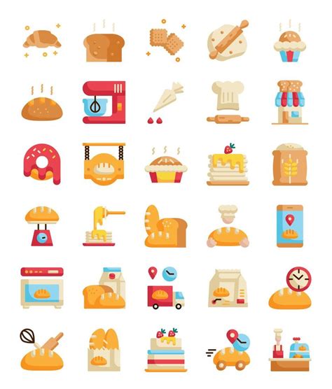 flat bakery icons set 5949509 Vector Art at Vecteezy