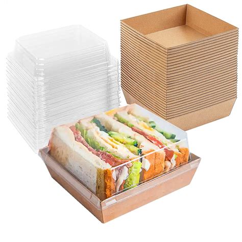 Buy XIAOHONG 50 Pack Paper Charcuterie Boxes with Clear Lids, Disposable Sandwich Boxes 5 ...